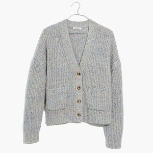 Madewell Speckled ribbed cardigan sweater
